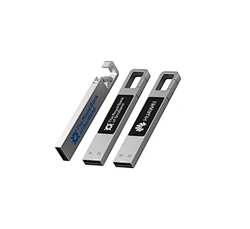 LED light metal usb flash drive with keyring hook