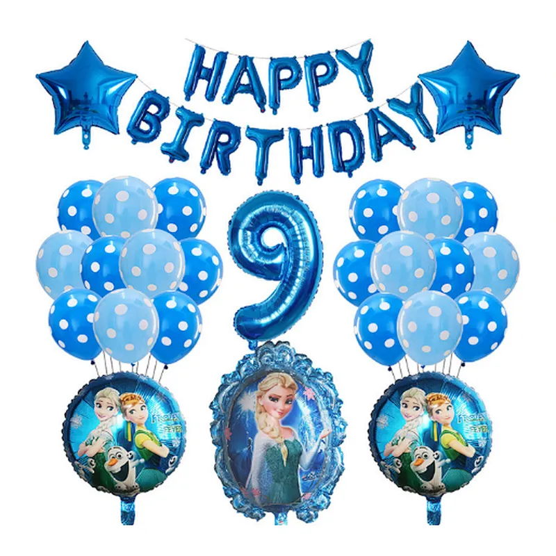 Frozen Party Latex Balloon Set Girl Kids 1 2 3 4 5 6 7 8 9 Birthday Party Decor Baby Shower Number Balloons Globos Supplies