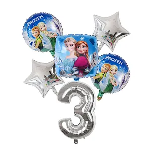 Disney Frozen Princess Elsa Helium Balloons Gradient Number Baby Shower Party Decoration Balloons Kids Birthday Air Globos