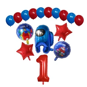 16pcs Among Us Foil Balloons Set Red Blue 30inch Number Globos Video Game Theme Party Happy Birthday Party Decorations Kids Toys