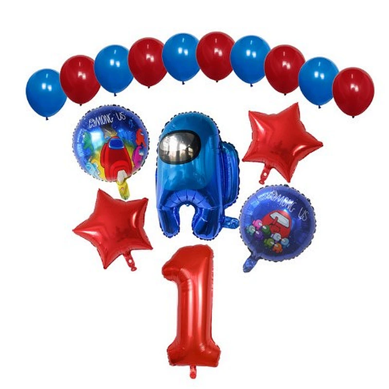 16pcs Among Us Foil Balloons Set Red Blue 30inch Number Globos Video Game Theme Party Happy Birthday Party Decorations Kids Toys
