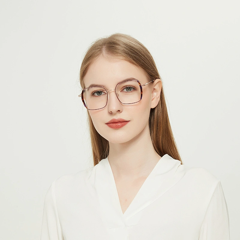 High quality new fashion metal optical frame polygon eyeglasses Woman luxury designer eyeglasses