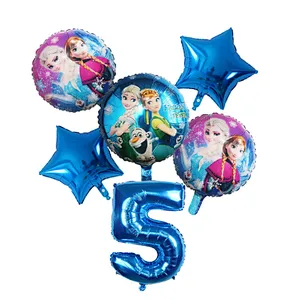 Disney Frozen Princess Elsa Helium Balloons Gradient Number Baby Shower Party Decoration Balloons Kids Birthday Air Globos
