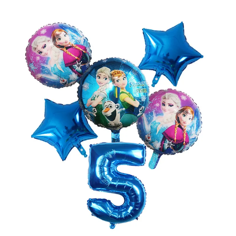 Disney Frozen Princess Elsa Helium Balloons Gradient Number Baby Shower Party Decoration Balloons Kids Birthday Air Globos