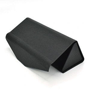 High quality Black Lay Flat Triangle Eyeglass Case Folding Glasses Case