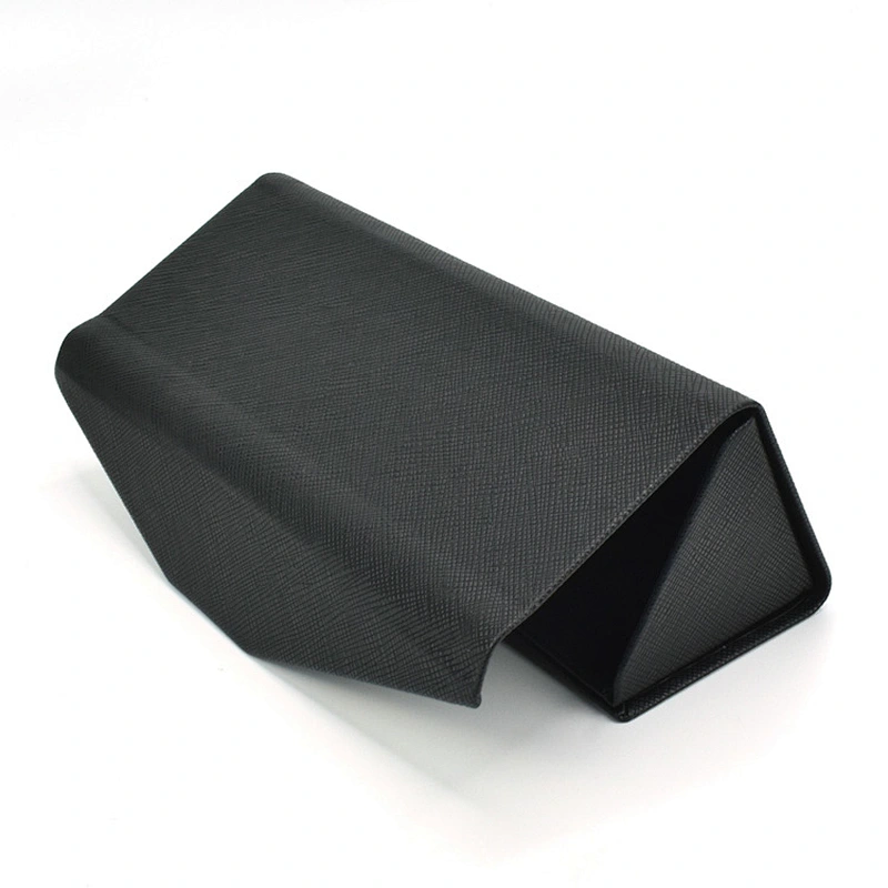 High quality Black Lay Flat Triangle Eyeglass Case Folding Glasses Case