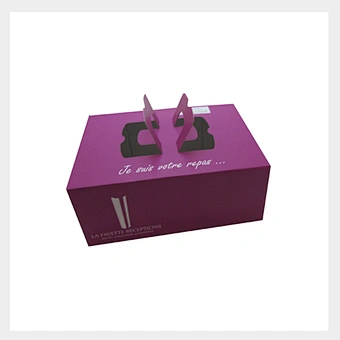 Customized elegant purple cake box packaging with handle