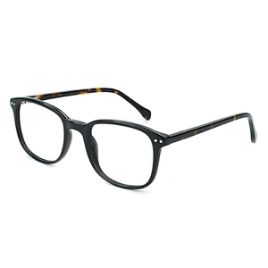 Classic black acetate optical frames with demi temple eyewear for men women