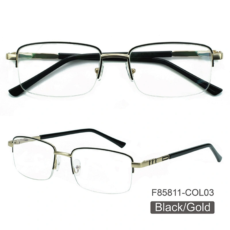 competitive half rim metal optical frame anti blue light blocking glasses manufacture