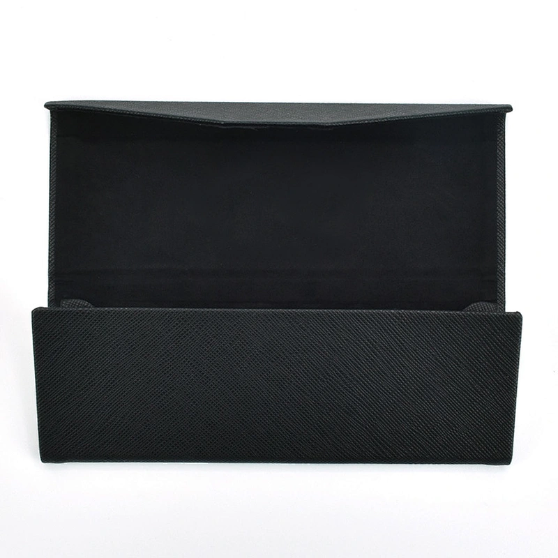 High quality Black Lay Flat Triangle Eyeglass Case Folding Glasses Case