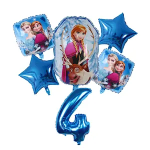 6Pcs Elsa Disney Frozen Princess Helium Balloons Number Baby Shower Girl Foil Globos Birthday Party Decorations Kids Toys Gift