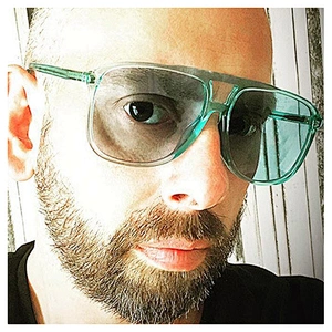 Double bridge blue green lens fashion oversized Plastic men sunglasses