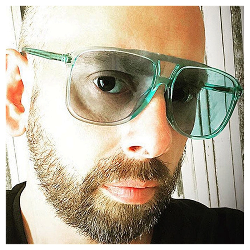 Double bridge blue green lens fashion oversized Plastic men sunglasses