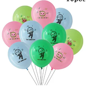 7Pcs Cocomelon Latex Balloon Foil Number Ballon Baby Shower Birthday Party Decoration Kids Early Education Cartoon Gift Supplies