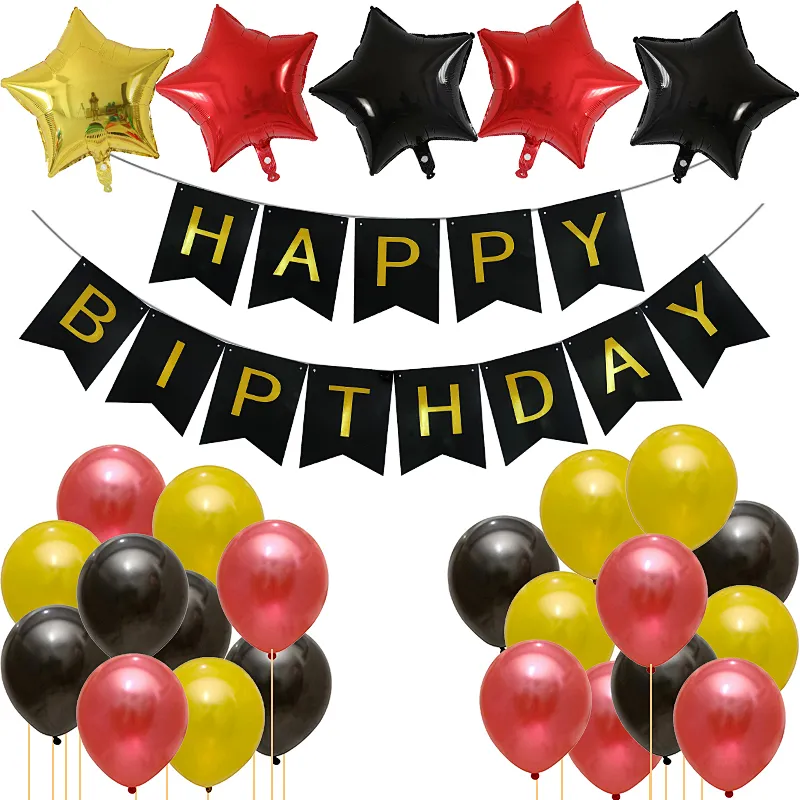 Happy Birthday Flag Banner Star Foil Balloon Set Birthday Baby Shower Party Decoration Globos