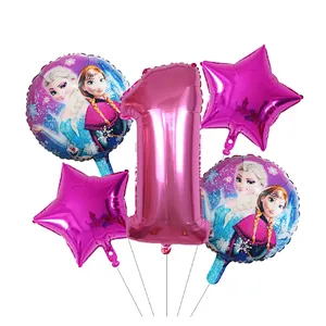 5Pcs Number Balloon Elsa Anna Disney Frozen Princess Helium Balloons Baby Shower Girl Globos Birthday Party Decoration Kids Toys