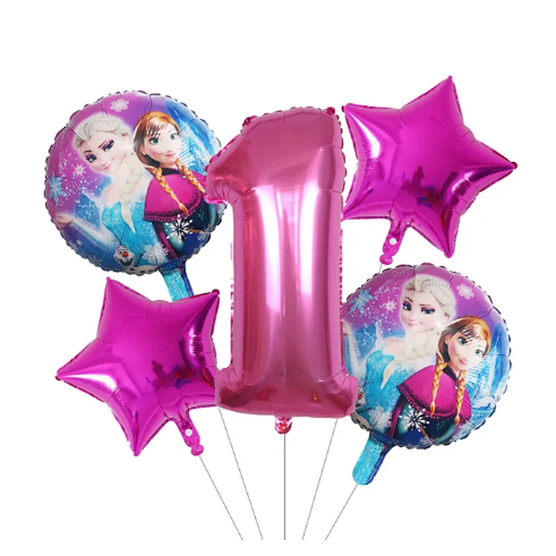 5Pcs Number Balloon Elsa Anna Disney Frozen Princess Helium Balloons Baby Shower Girl Globos Birthday Party Decoration Kids Toys