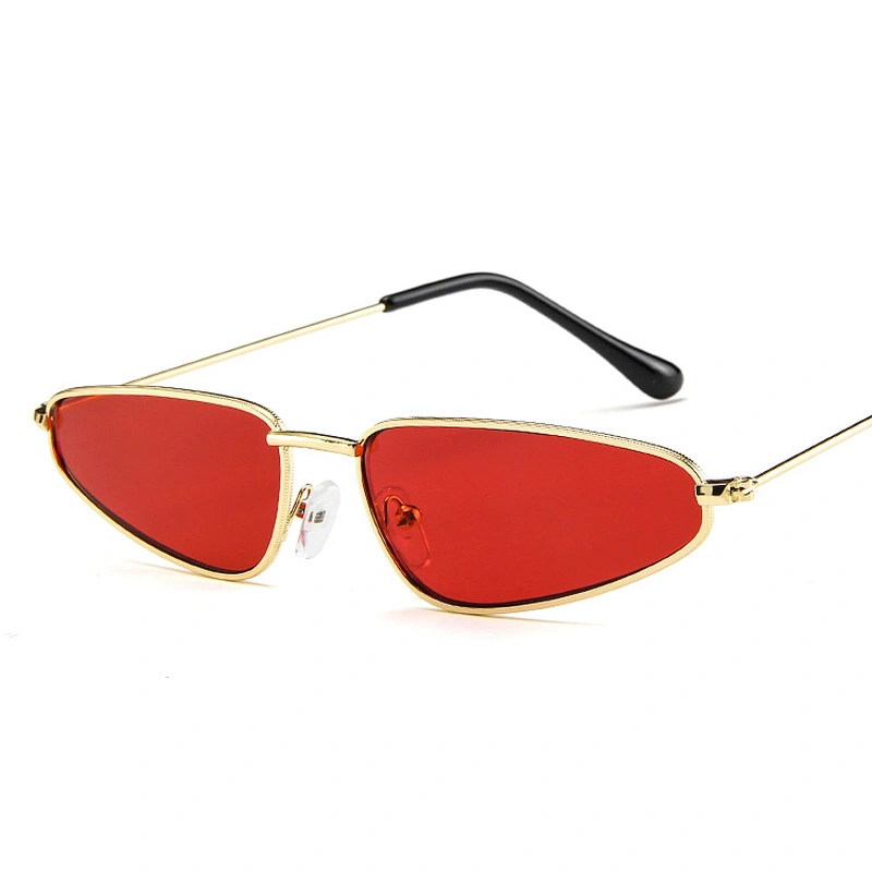 Women Cateye Shades Glasses Custom Logo Vintage Metal Small Triangle Cat Eye Sunglasses