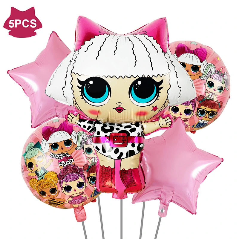 Amazon Surprise Doll Theme Set Aluminum Foil Balloon LOL Cartoon Shape Kids Toy Balloon Birthday Party Decoration