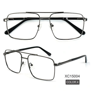 Squared double bridge eyeglasses frame metal optical frames oversized