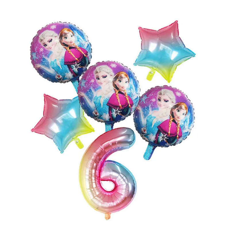 Disney Frozen Princess Elsa Helium Balloons Gradient Number Baby Shower Party Decoration Balloons Kids Birthday Air Globos