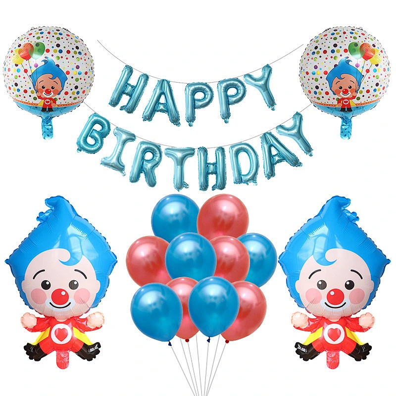 New Cartoon Clown Theme Happy Birthday Letter Balloon Set Kids Cartoon Toys For Children Birthday Party Decoration