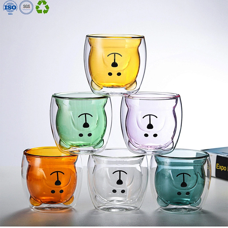 Double Wall Glass Bear Shape Cup
