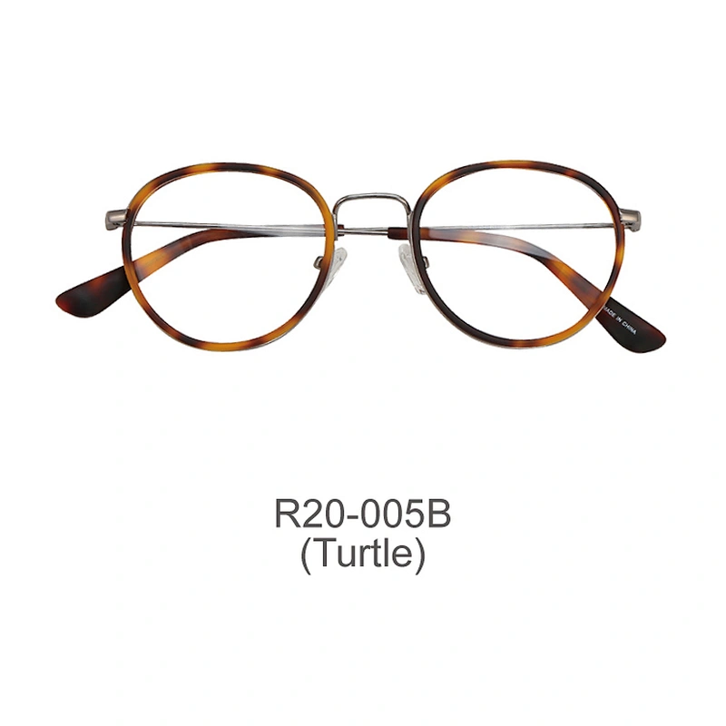 Rock ants main product classic design round acetate metal glasses handmade optical eyeglasses frames