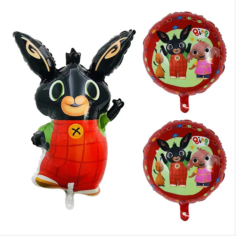 hot sell New Cartoon character bing bunny foil balloon black and red rabbit balloon for kids toys helium aluminum