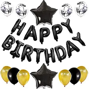 Happy Birthday Set Letter Foil Banner Balloon And Latex Confetti Ballon For Birthday Party Decorations