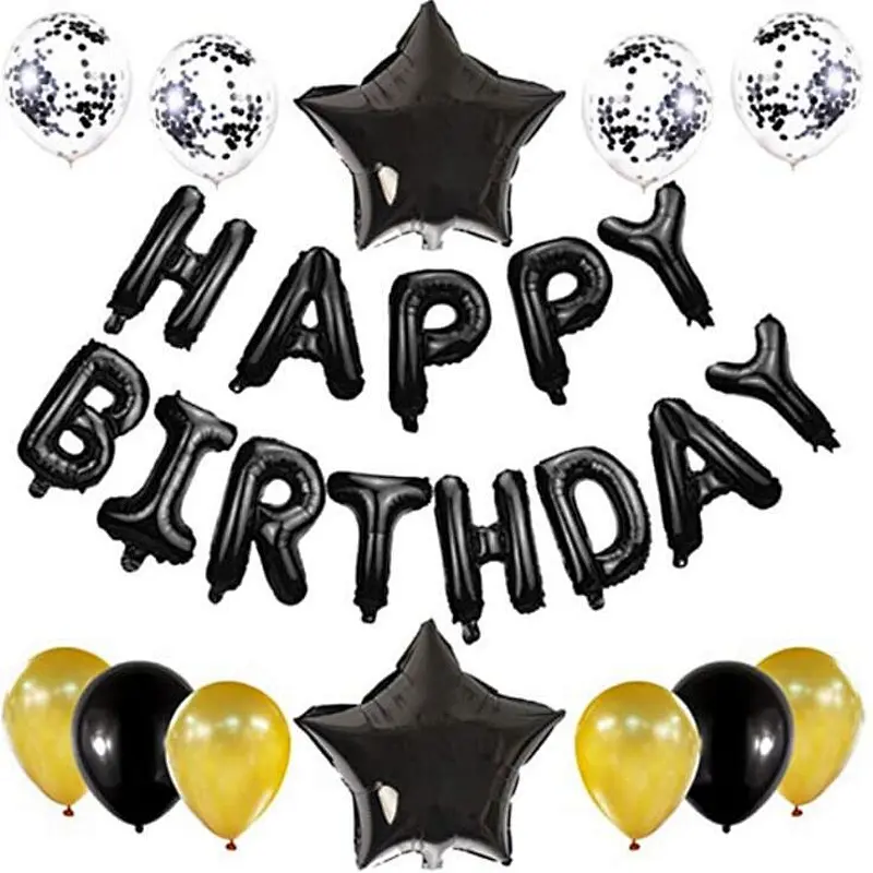 Happy Birthday Set With Foil Banner Balloon And Latex Ballon For Birthday Party Decorations