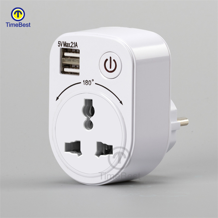 High Quality Best Price 5V 2.1A USB Controlled Power Socket Plug