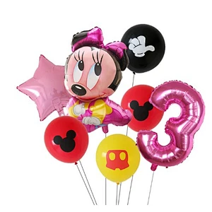 7pcs Cartoon Mickey Minnie Mouse Foil Balloons Set Globos For Baby Shower Kids Happy Birthday Party Decorations