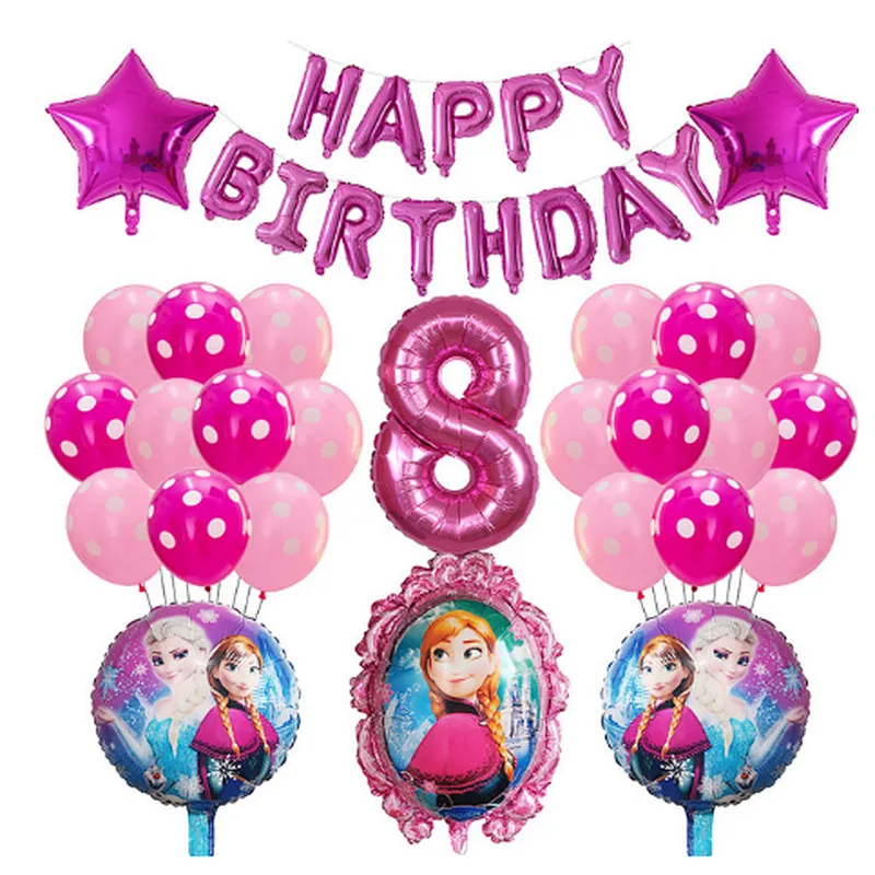 Frozen Party Latex Balloon Set Girl Kids 1 2 3 4 5 6 7 8 9 Birthday Party Decor Baby Shower Number Balloons Globos Supplies