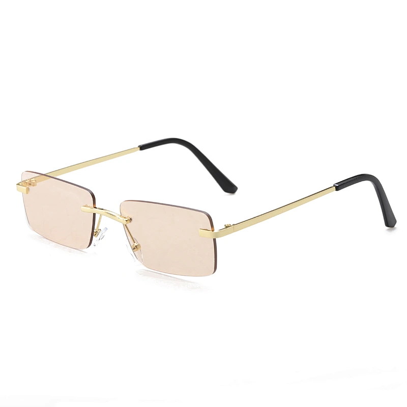 2021 Hot Sale Street Beat Fashion Rimless Square Frame sunglasses, 2020 women 2021hot sale shades sunglasses