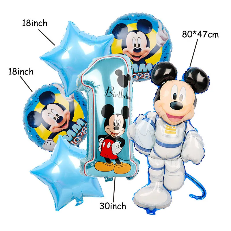 6Pcs Amazon Mickey Minnie Helium Aluminum Foil Balloon Set Children's Birthday Cartoon Character Party Decoration Balloons