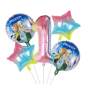 5Pcs Number Balloon Elsa Anna Disney Frozen Princess Helium Balloons Baby Shower Girl Globos Birthday Party Decoration Kids Toys