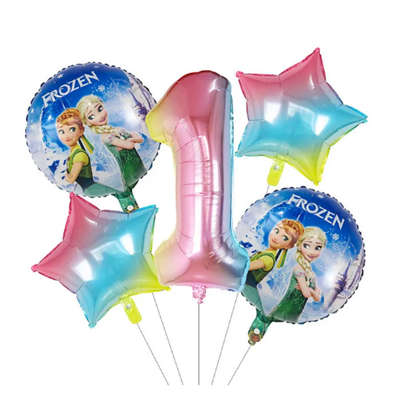 5Pcs Number Balloon Elsa Anna Disney Frozen Princess Helium Balloons Baby Shower Girl Globos Birthday Party Decoration Kids Toys
