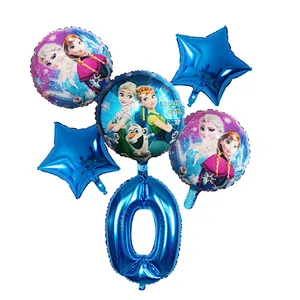 Disney Frozen Princess Elsa Helium Balloons Gradient Number Baby Shower Party Decoration Balloons Kids Birthday Air Globos