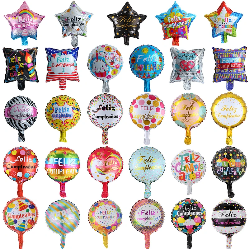 10 Inch Spanish Happy Birthday Foil Balloon FELIZ CUMPLEANOS Globos Birthday Party Decoration Foil Balloons