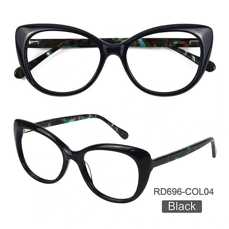 New Fashion Acetate Cat Eye Black Brown Customized Optical Reading Eyeglasses Frame for Women