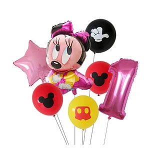7pcs Cartoon Mickey Minnie Mouse Foil Balloons Set Globos For Baby Shower Kids Happy Birthday Party Decorations