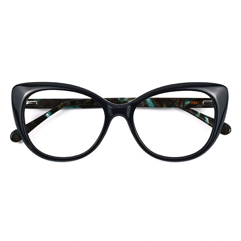 New Fashion Acetate Cat Eye Black Brown Customized Optical Reading Eyeglasses Frame for Women