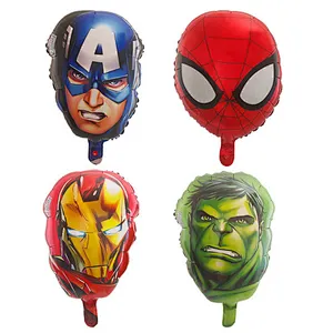 American Cartoon Character Spider man Superhero Captain Man Iron Head Shape Globos Foil Balloons For Kids Toy Decoration