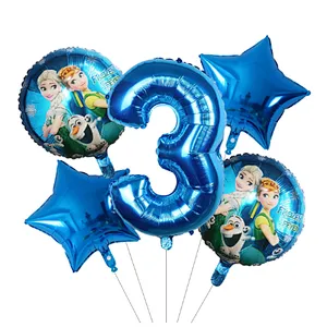 5Pcs Number Balloon Elsa Anna Disney Frozen Princess Helium Balloons Baby Shower Girl Globos Birthday Party Decoration Kids Toys