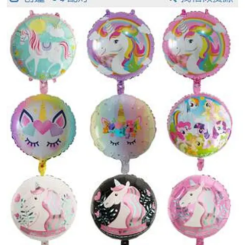 Hot Sale Birthday Party Decoration Balloon 18 Inch Round Shape Unicorn Foil Balloon