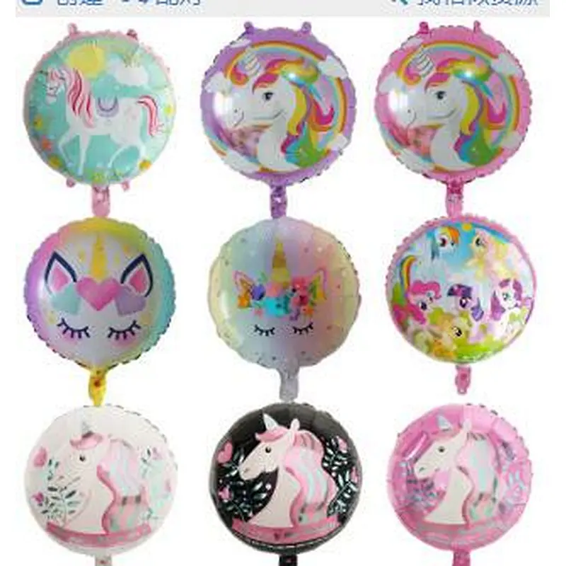 Hot Sale Birthday Party Decoration Balloon 18 Inch Round Shape Unicorn Foil Balloon