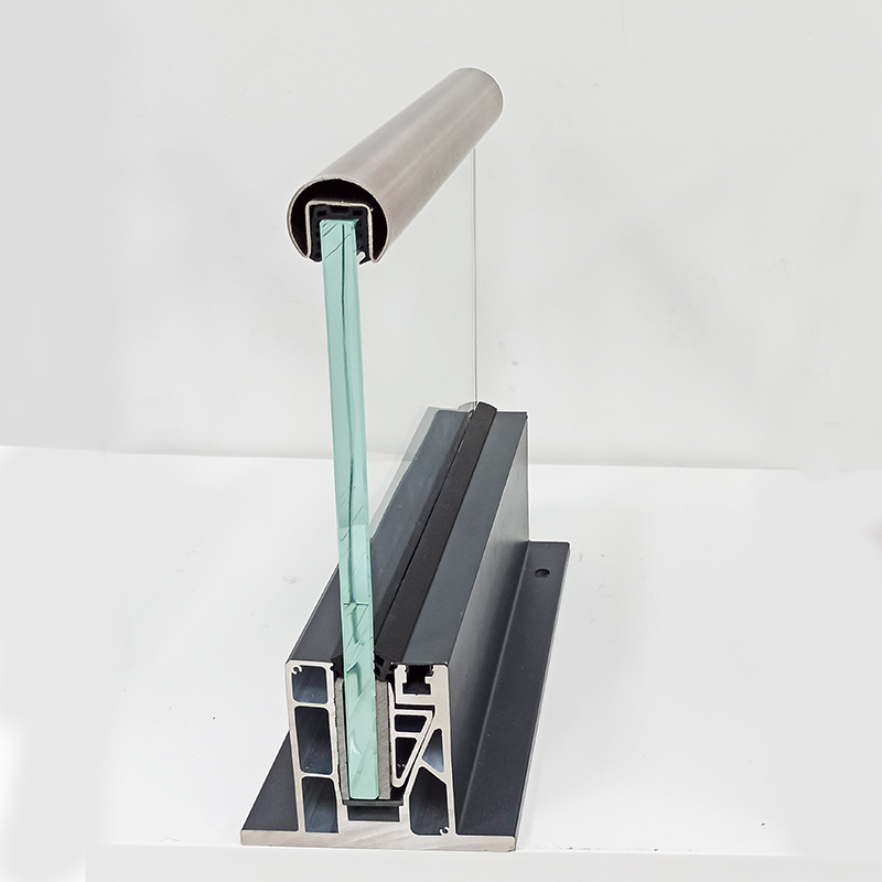 Itim na aluminyo na may hugis na channel para sa glassra handrail