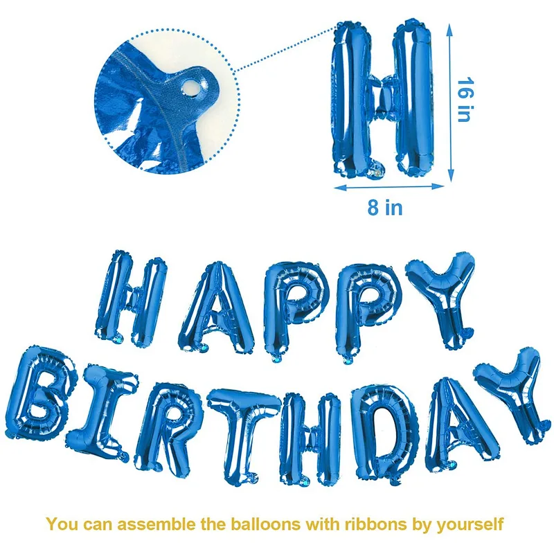 16Inch Happy Birthday Foil Set With Confetti Latex Balloon Laser Aluminum Film Star For Girls Boys Gift Birthday Party Decorations Set