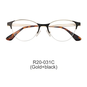 fashion cat eye half rim women metal optical two color eyeglasses frames